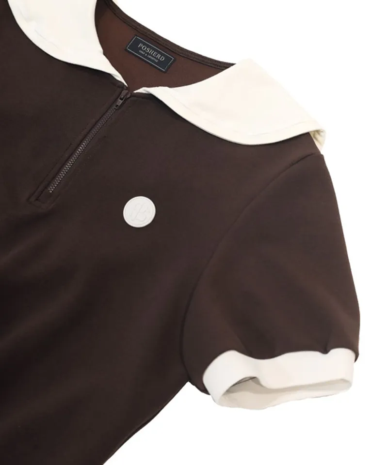 POSHERD Airy Smoking Sailor Top - Brown (UV CUT)