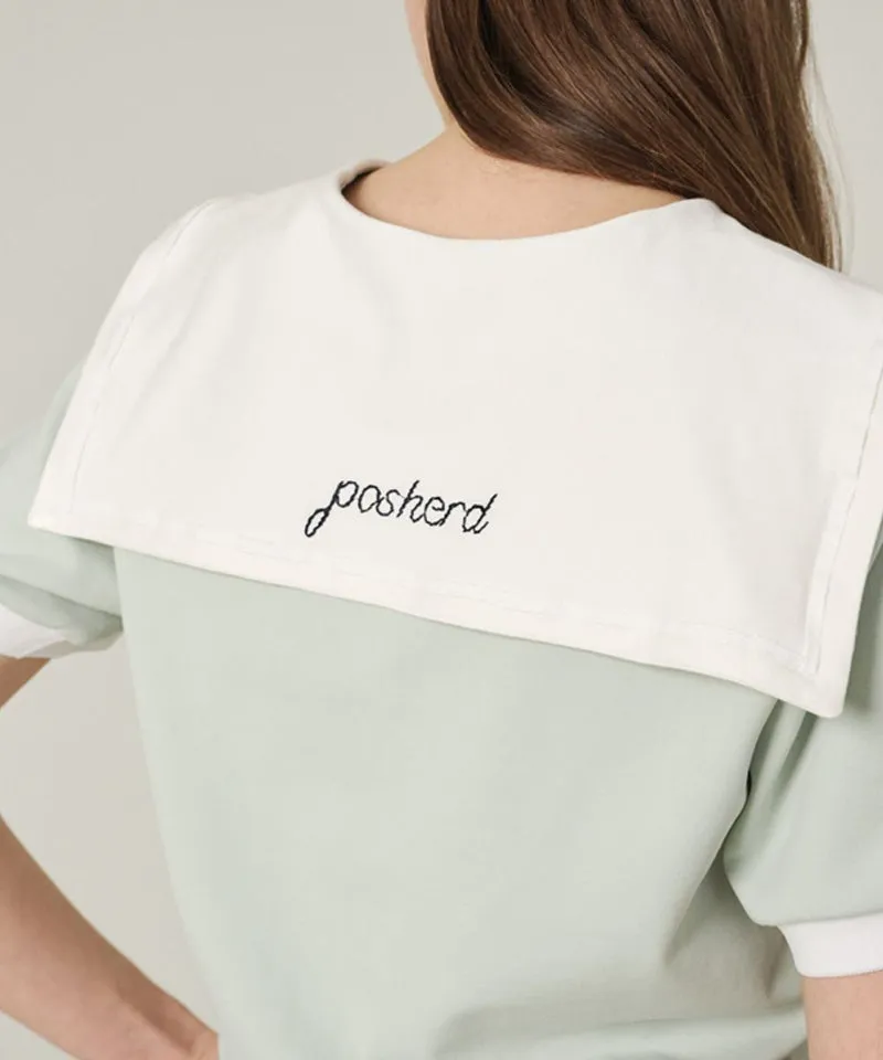 POSHERD Airy Smoking Sailor Top - Mint (UV CUT)