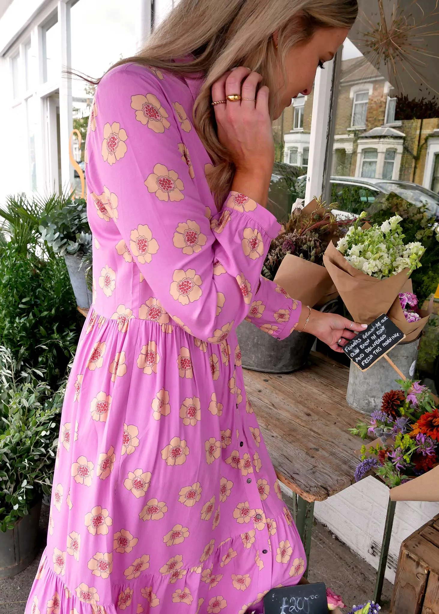Posy EcoVero Midi Shirt Dress (Pink)