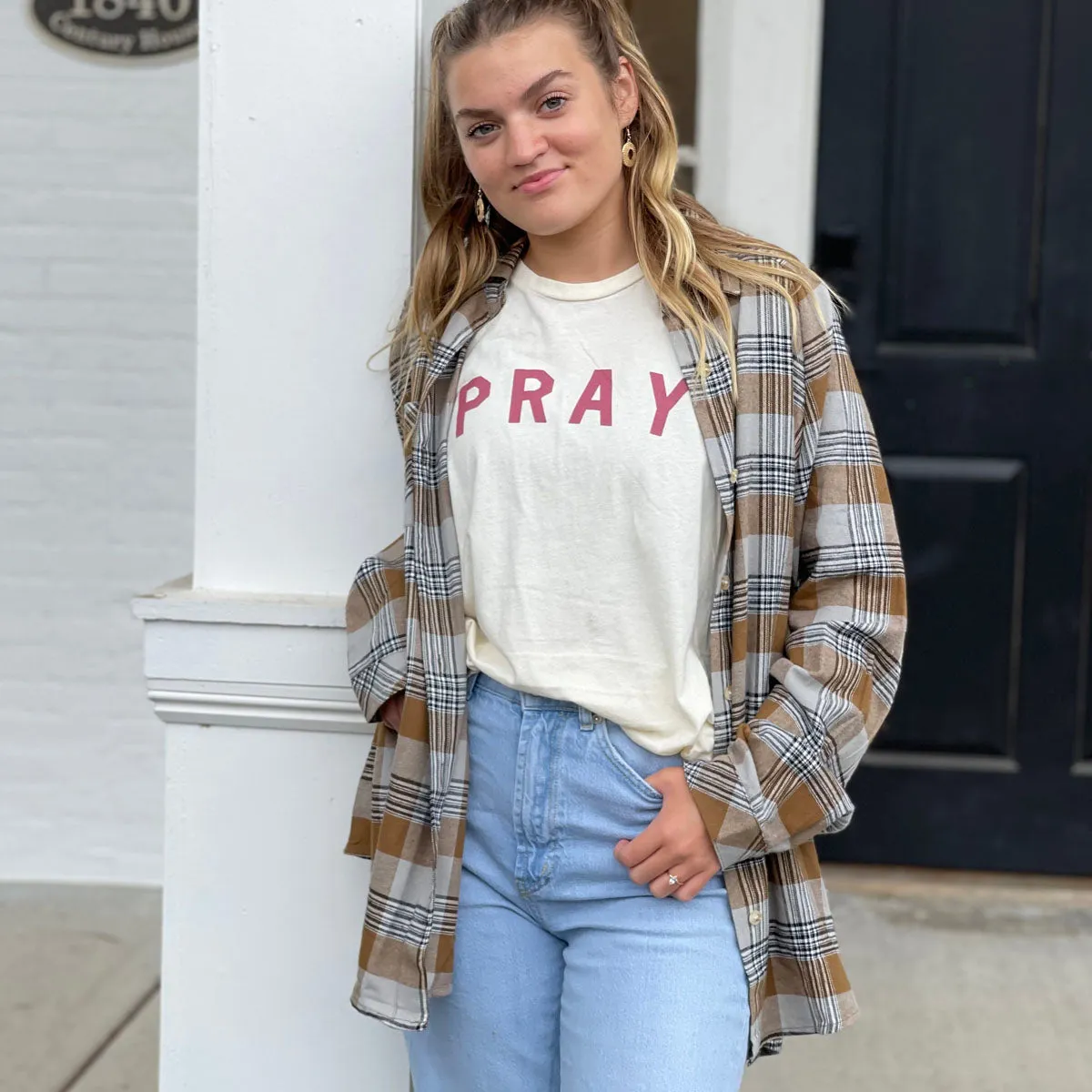 Pray Tee in Ivory