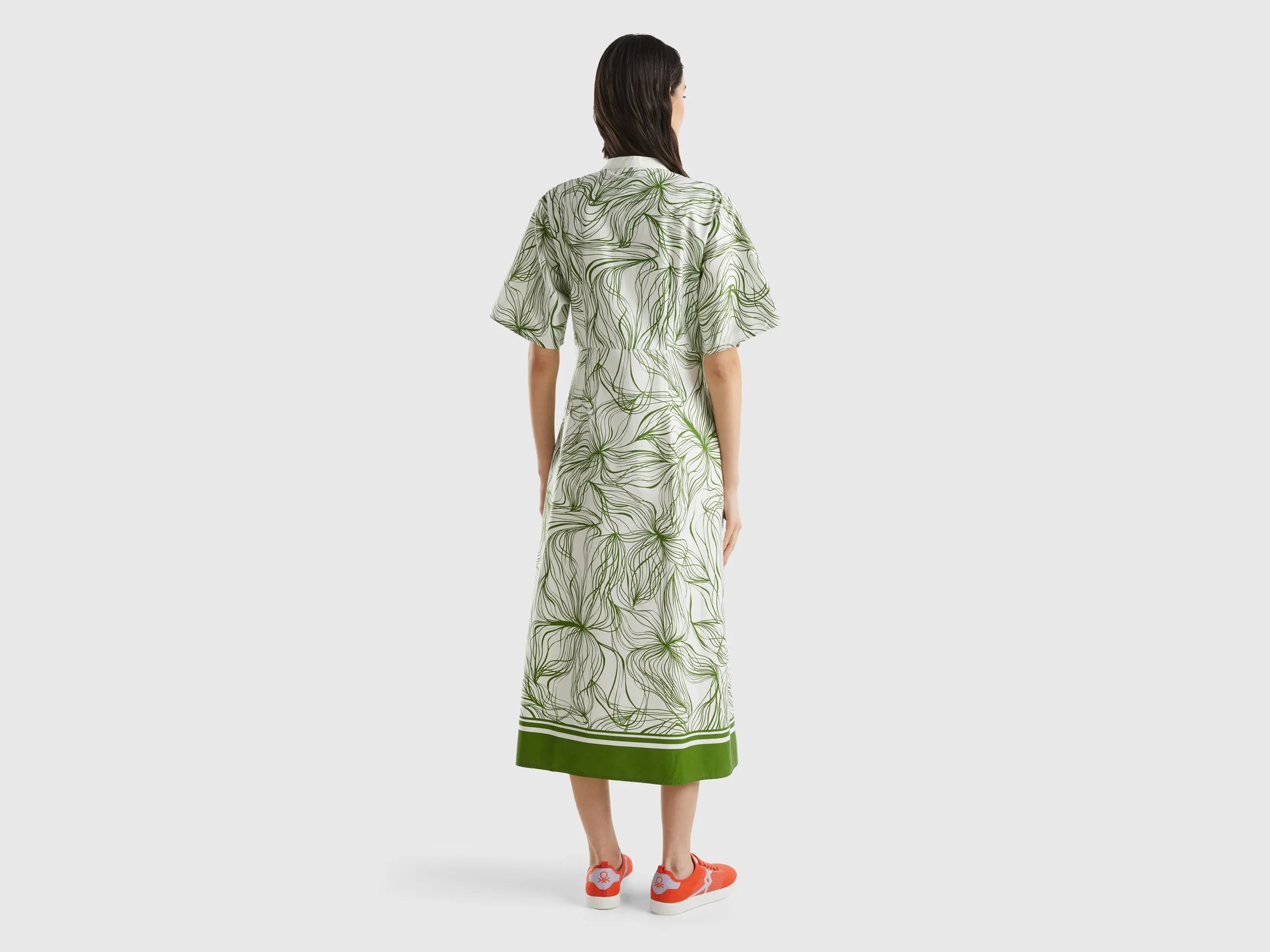 Printed Mandarin Collar Dress