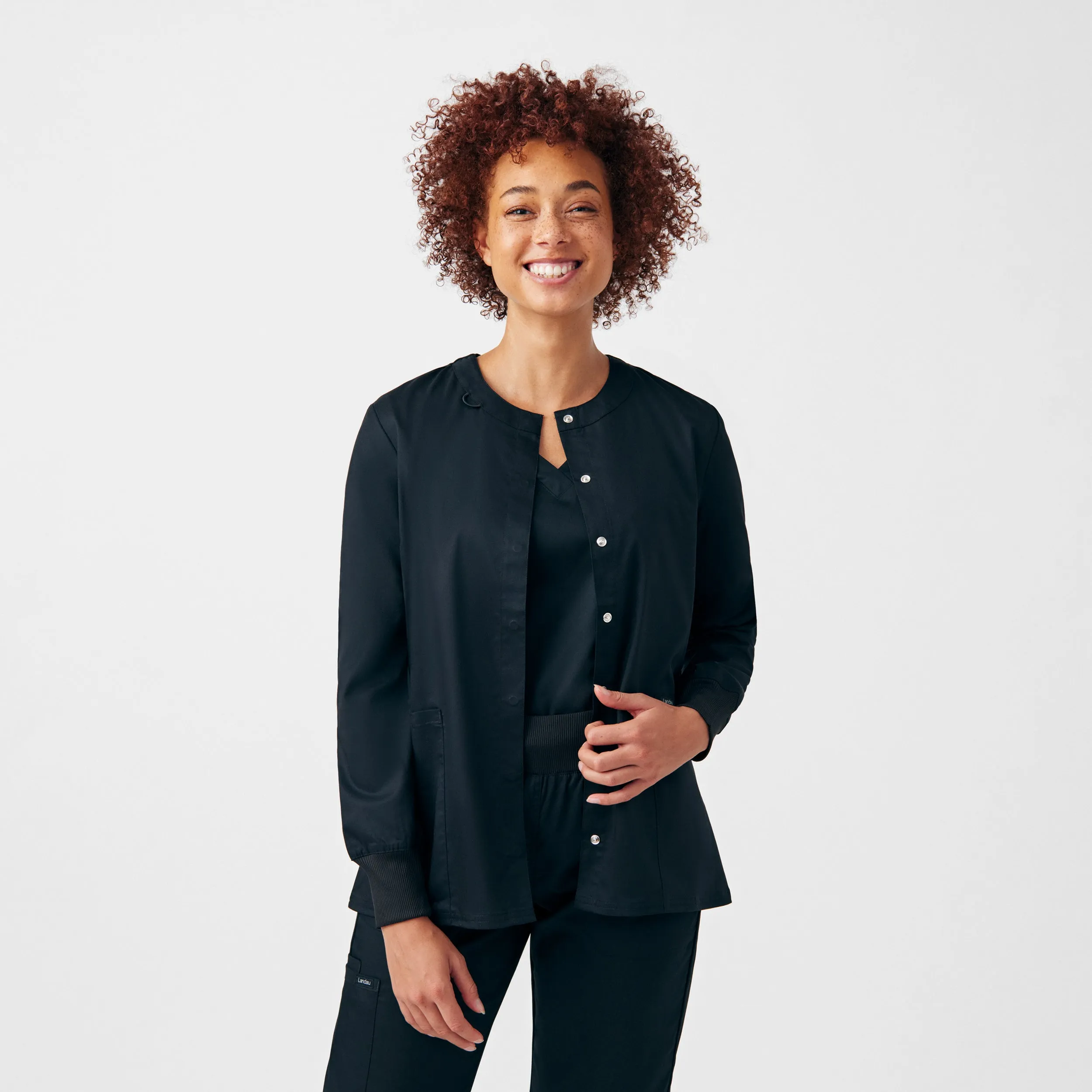 ProFlex LJ706 Women's 3 Pocket Scrub Jacket Black