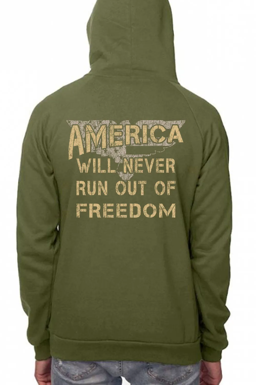 PULLOVER HOODIE - America Will Never Run Out of Freedom (Made in the USA)