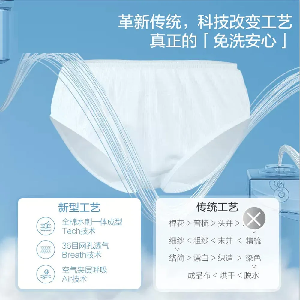 Purcotton Women's Disposable Underwear, Sterilized Cotton, Size M, 3-Pack