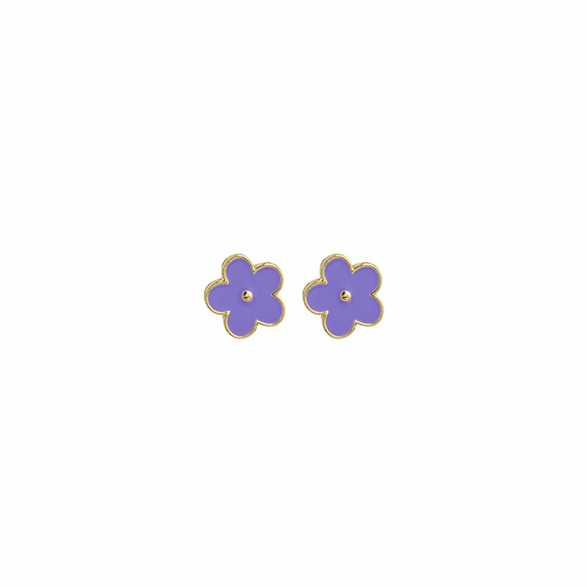 Purple Enamel & 18K Gold-Plated Flower Stud Earrings