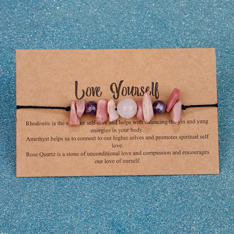 Purple Quartz 'Love Yourself' Adjustable Bracelet