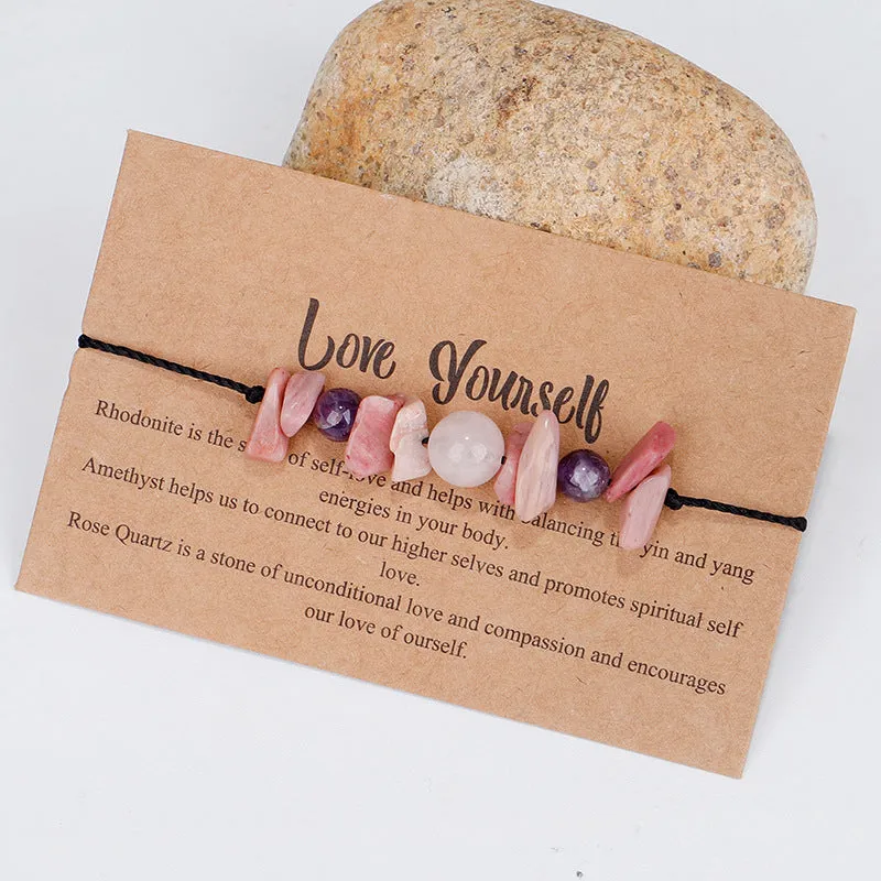 Purple Quartz 'Love Yourself' Adjustable Bracelet