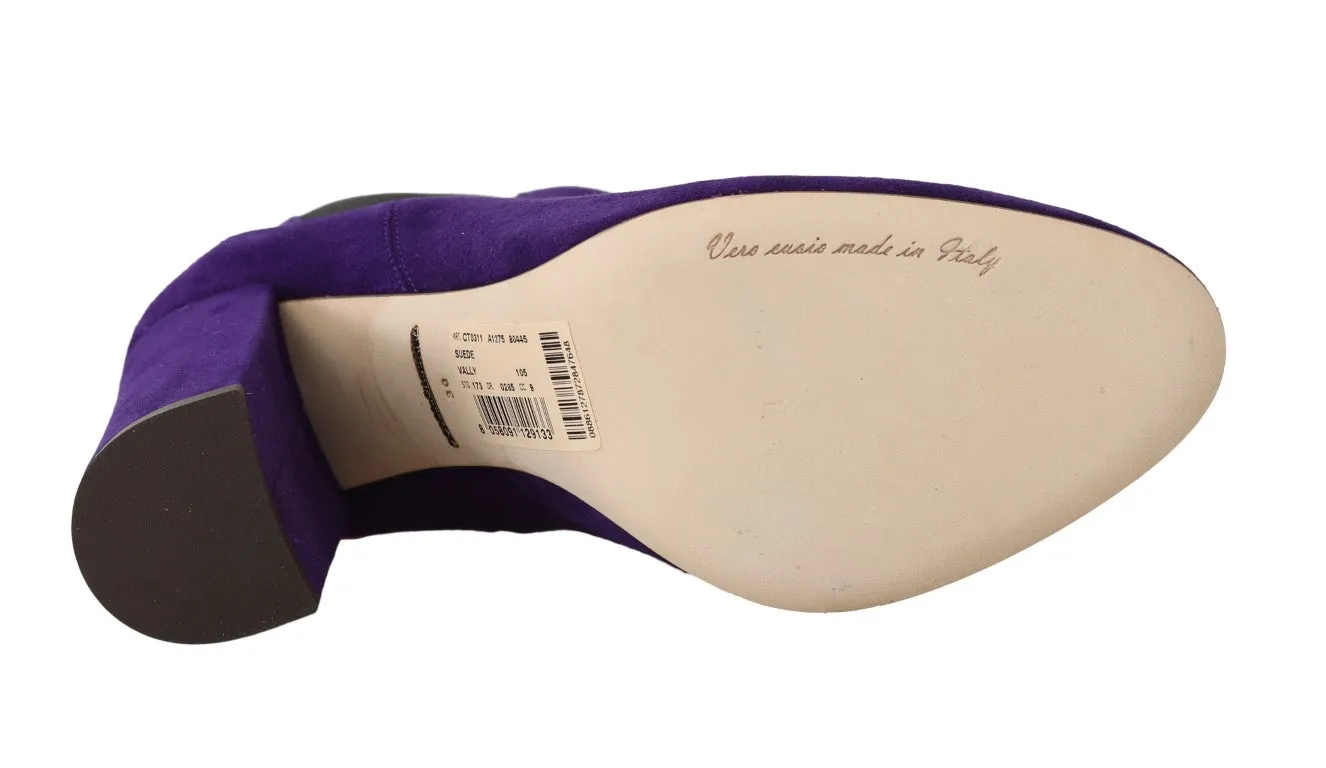 Purple Suede Heels Chelsea Boots