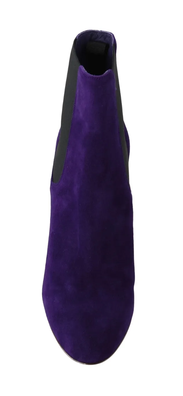 Purple Suede Heels Chelsea Boots