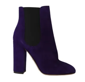Purple Suede Heels Chelsea Boots
