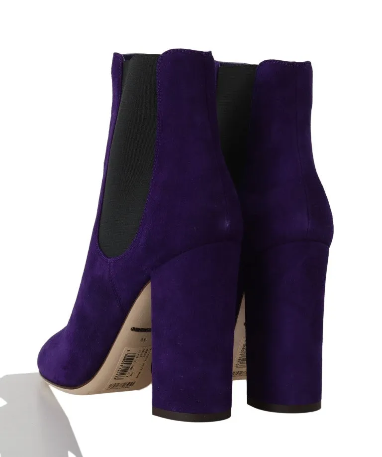Purple Suede Heels Chelsea Boots