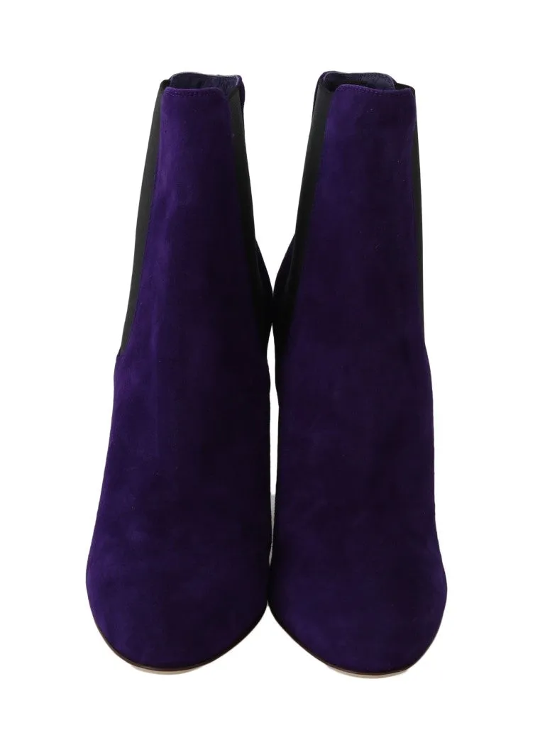 Purple Suede Heels Chelsea Boots