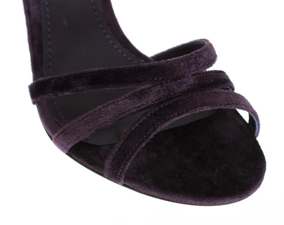 Purple Velvet Gold Leaf Sandal Shoes