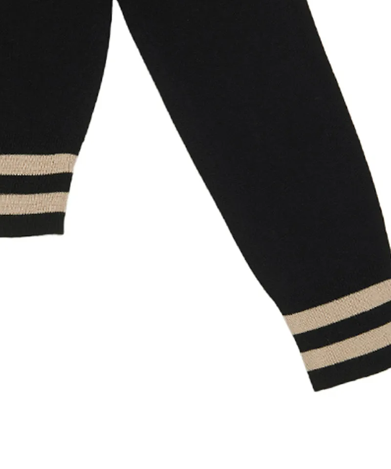 Q.C PLAY: Pocket Line Color Block V-Neck Long Sleeve Knit - 2 colors