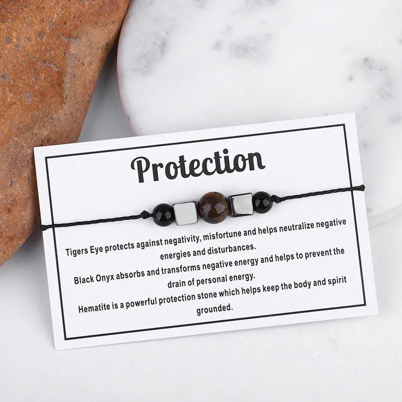 Quartz & Black 'Protection' Adjustable Bracelet