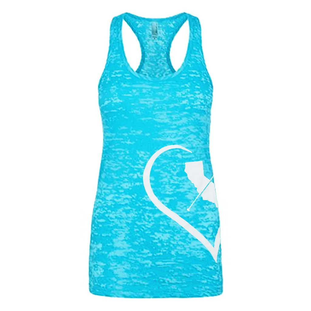 "i Heart Cali Paddler" - Blue Racerback Tank-Top