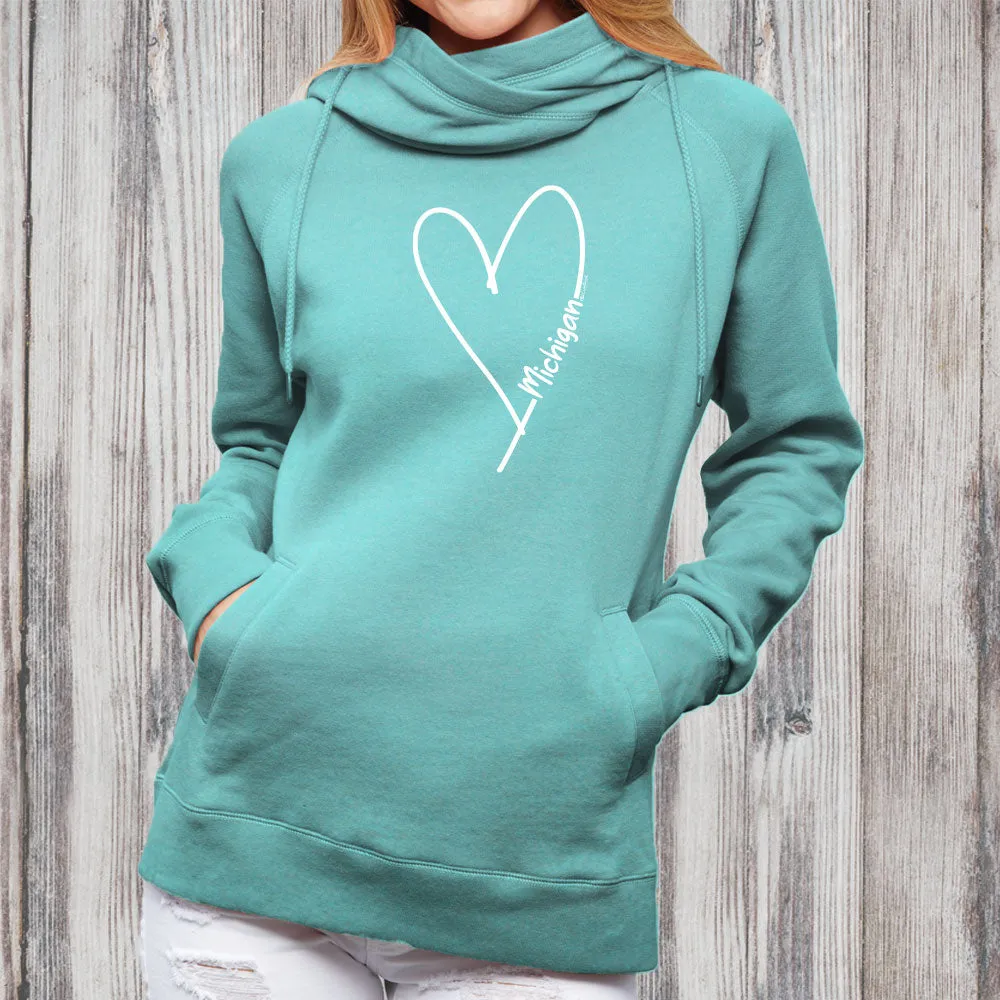 "Made With Love" Women's Fleece Funnel Neck Pullover Hoodie