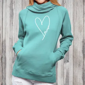 "Made With Love" Women's Fleece Funnel Neck Pullover Hoodie
