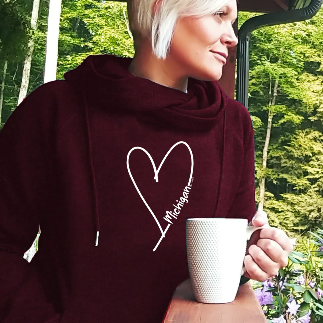 "Made With Love" Women's Fleece Funnel Neck Pullover Hoodie