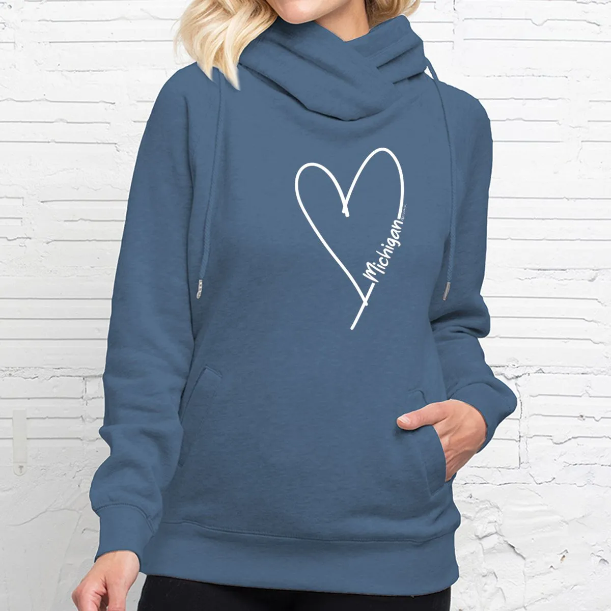 "Made With Love" Women's Fleece Funnel Neck Pullover Hoodie