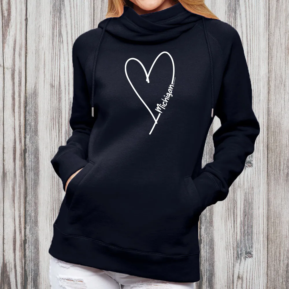 "Made With Love" Women's Fleece Funnel Neck Pullover Hoodie