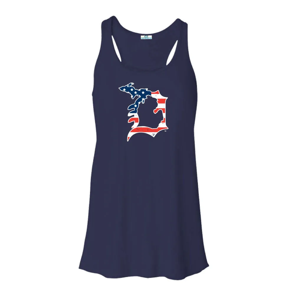 "Michigan D Flag" Women's Flowy Tank Top