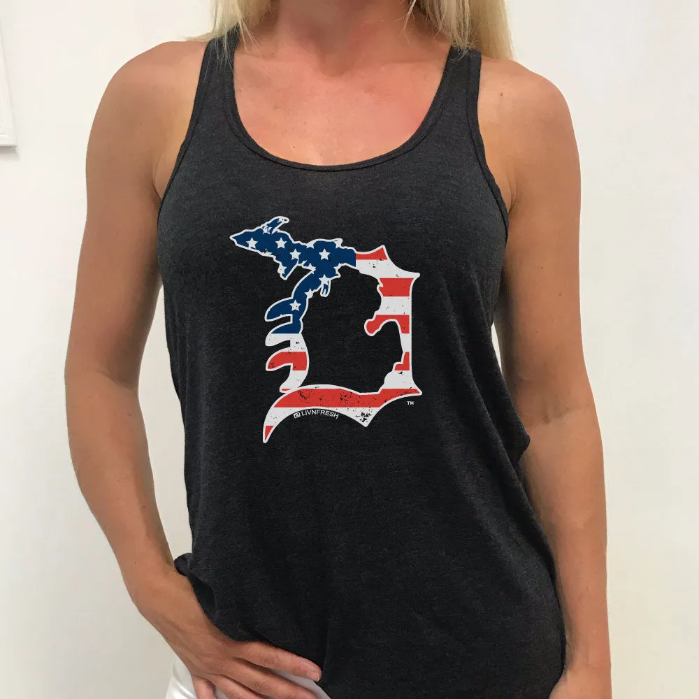"Michigan D Flag" Women's Flowy Tank Top