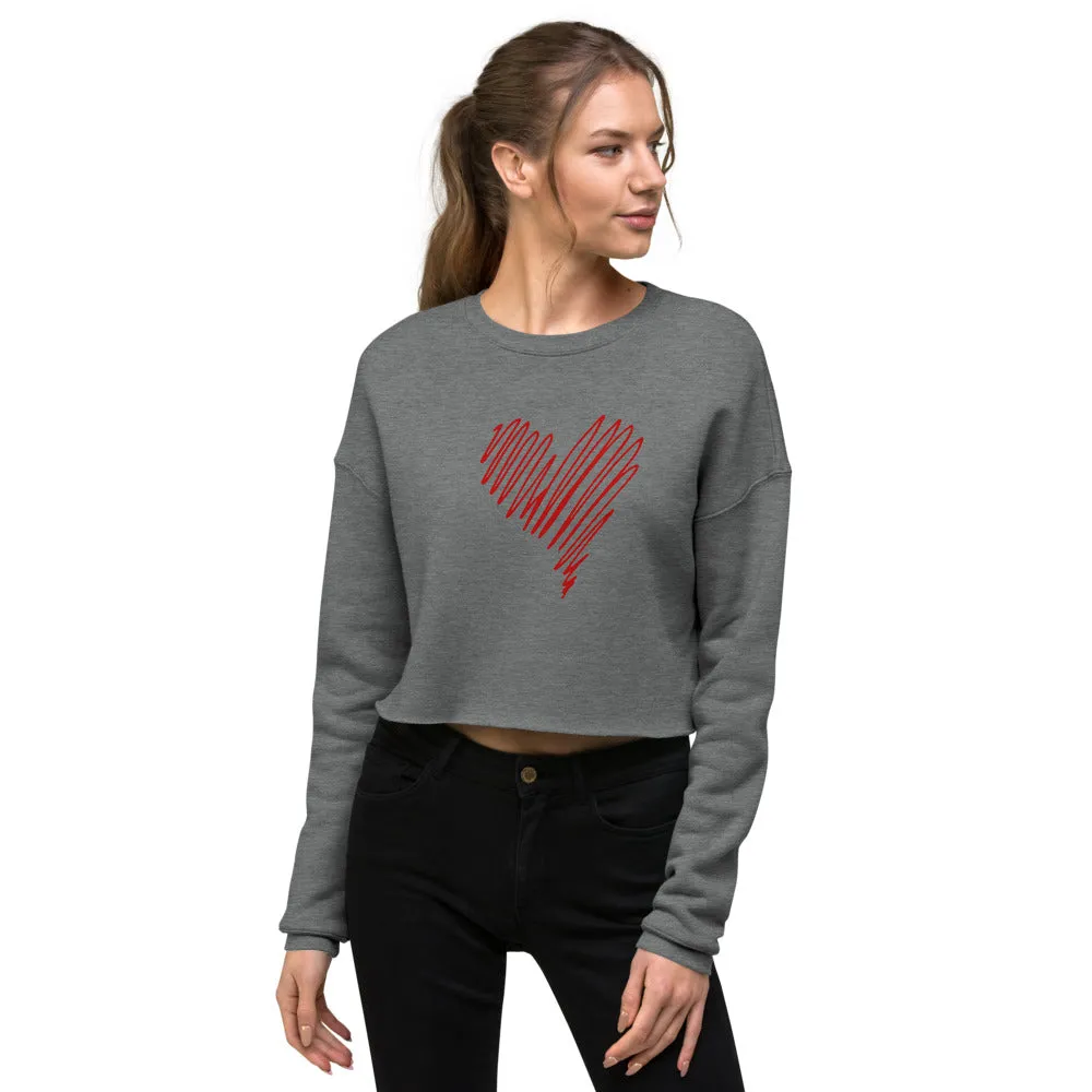 "Scribble Heart- RED" Crop Sweatshirt