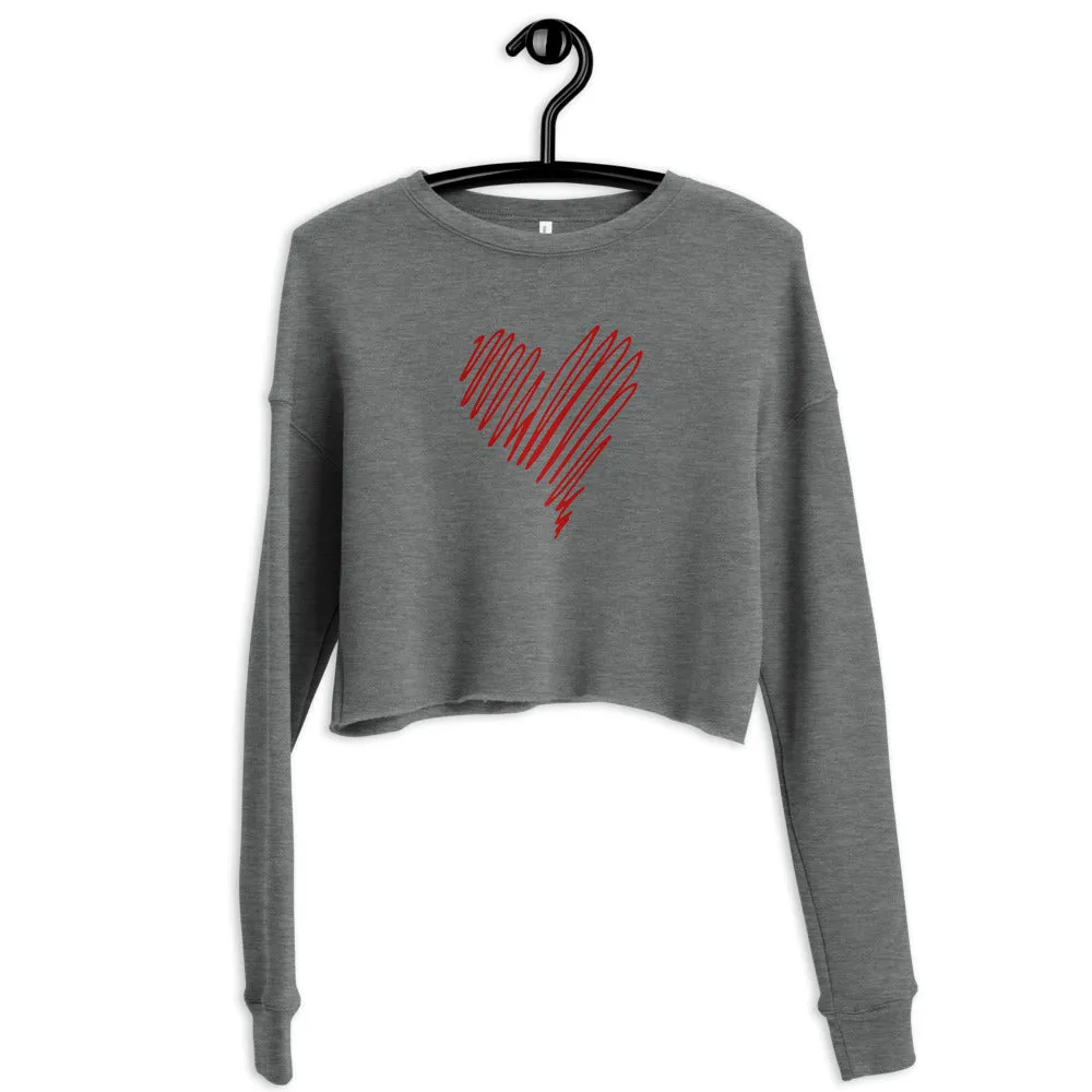 "Scribble Heart- RED" Crop Sweatshirt
