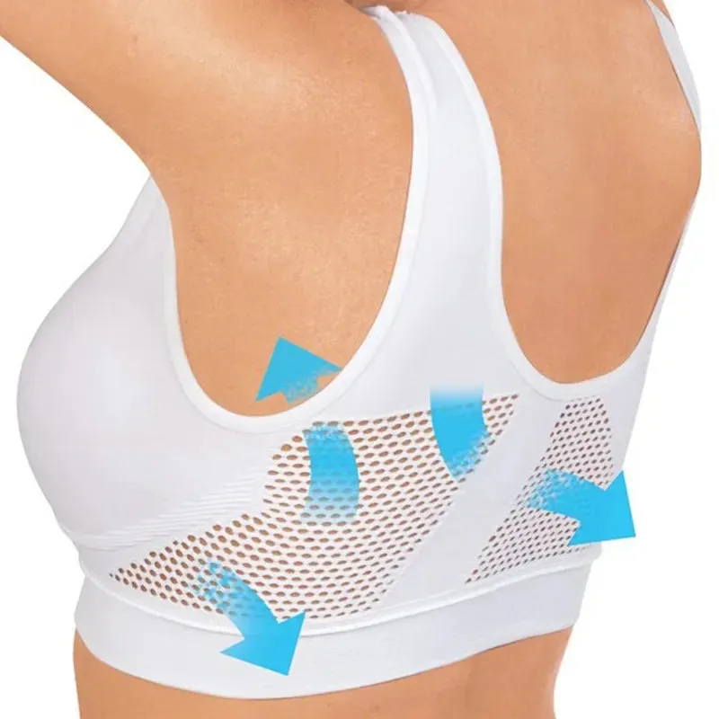 "Women's Breathable Sports Vest Bra - Sweat-Absorbent Shockproof Pad - Track and Field Gym Running Fitness Top "
