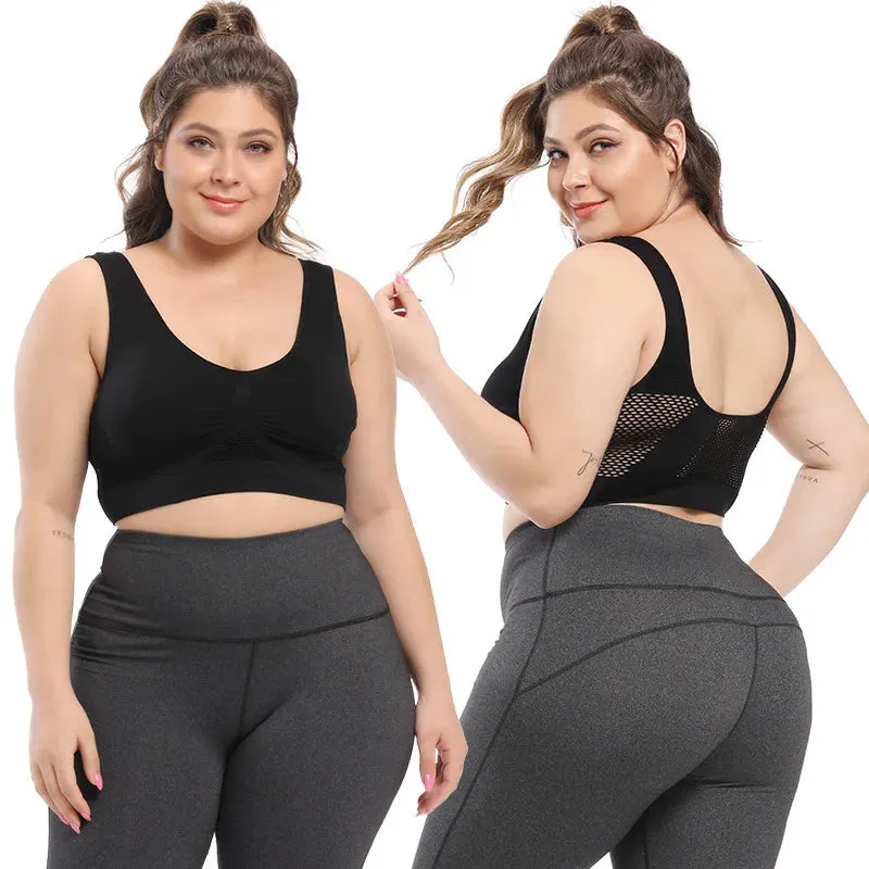 "Women's Breathable Sports Vest Bra - Sweat-Absorbent Shockproof Pad - Track and Field Gym Running Fitness Top "