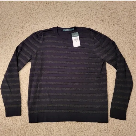 Ralph Lauren Black Thin Crew Neck Sweater Size XL NWT