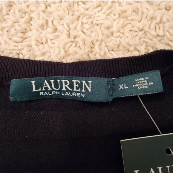 Ralph Lauren Black Thin Crew Neck Sweater Size XL NWT