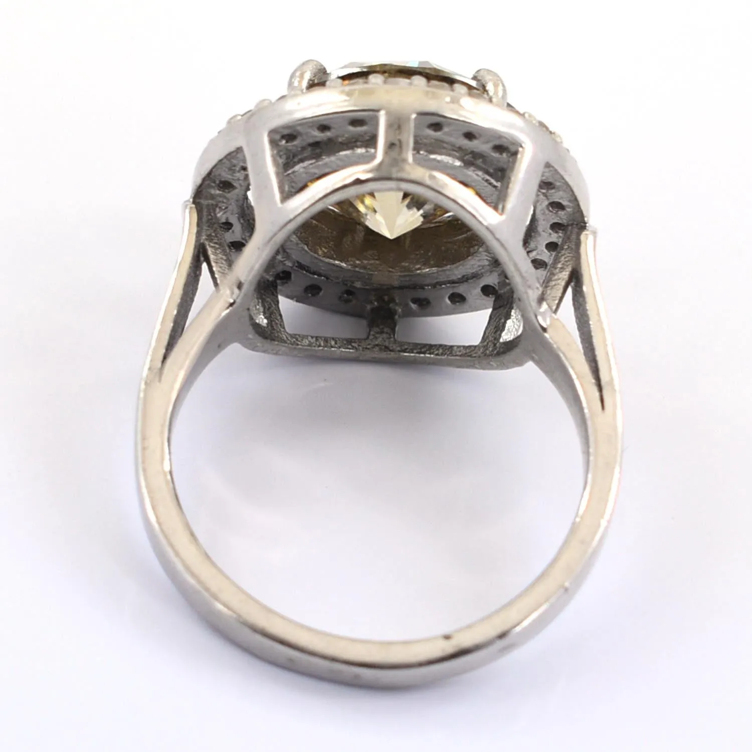 Rare Gorgeous 7.55 Ct Champagne Diamond Women's Ring With Rose-Cut Diamond Accents, Latest Design & Great Sparkle! Gift For Wife!