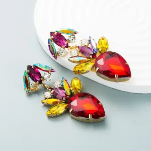 Red Crystal & Cubic Zirconia Double Drop Earrings