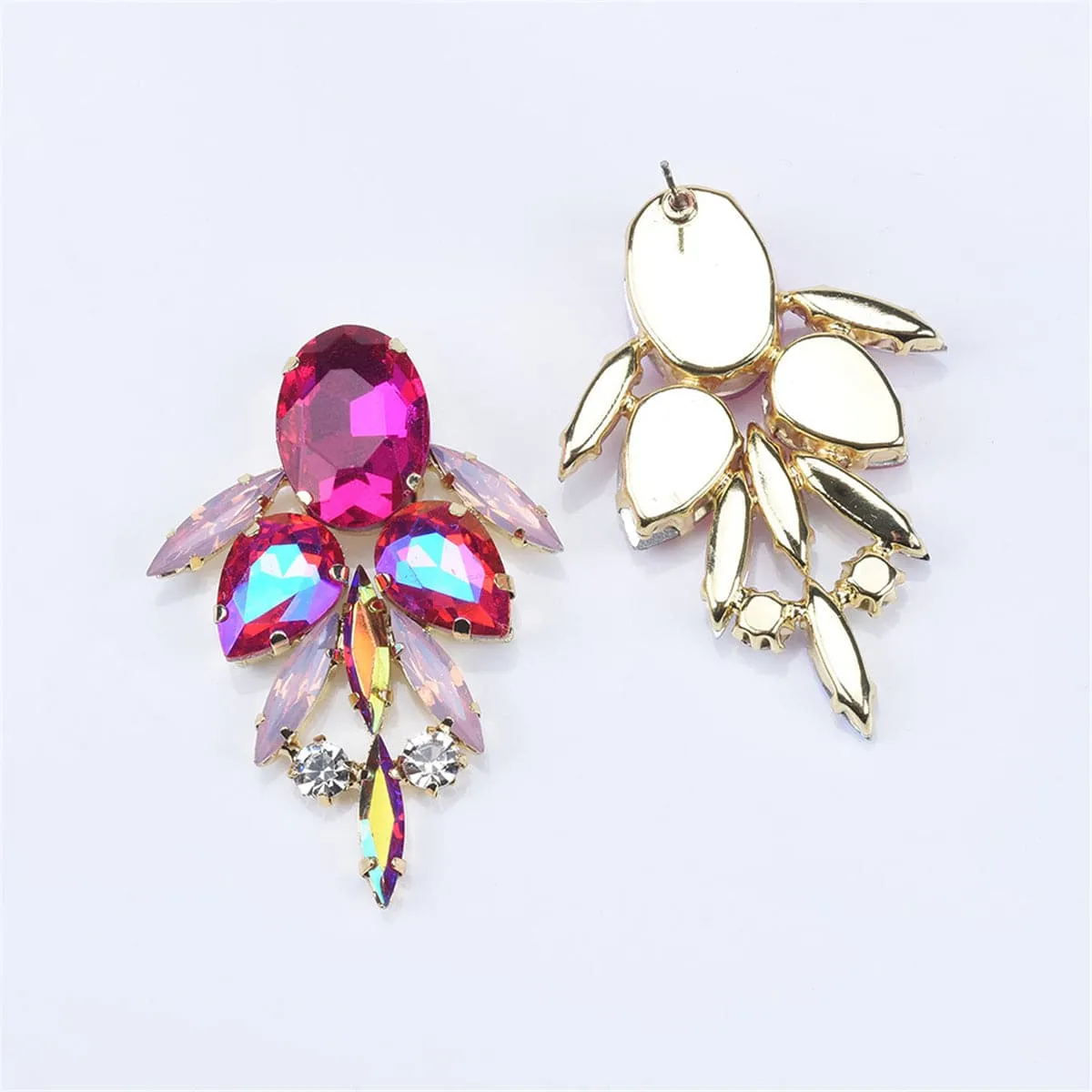 Red Crystal & Cubic Zirconia Drop Earrings