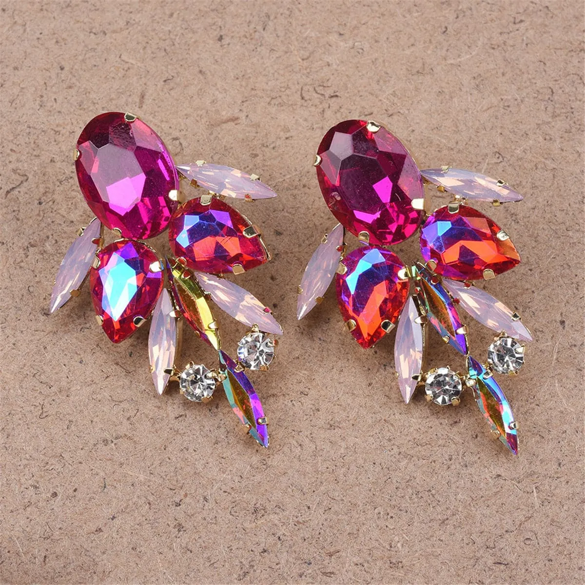 Red Crystal & Cubic Zirconia Drop Earrings
