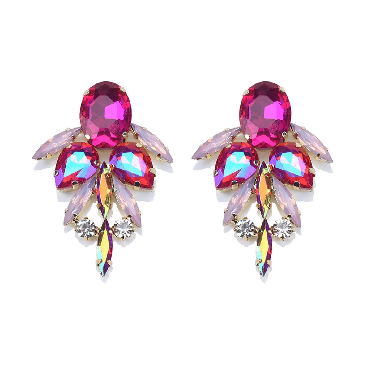 Red Crystal & Cubic Zirconia Drop Earrings