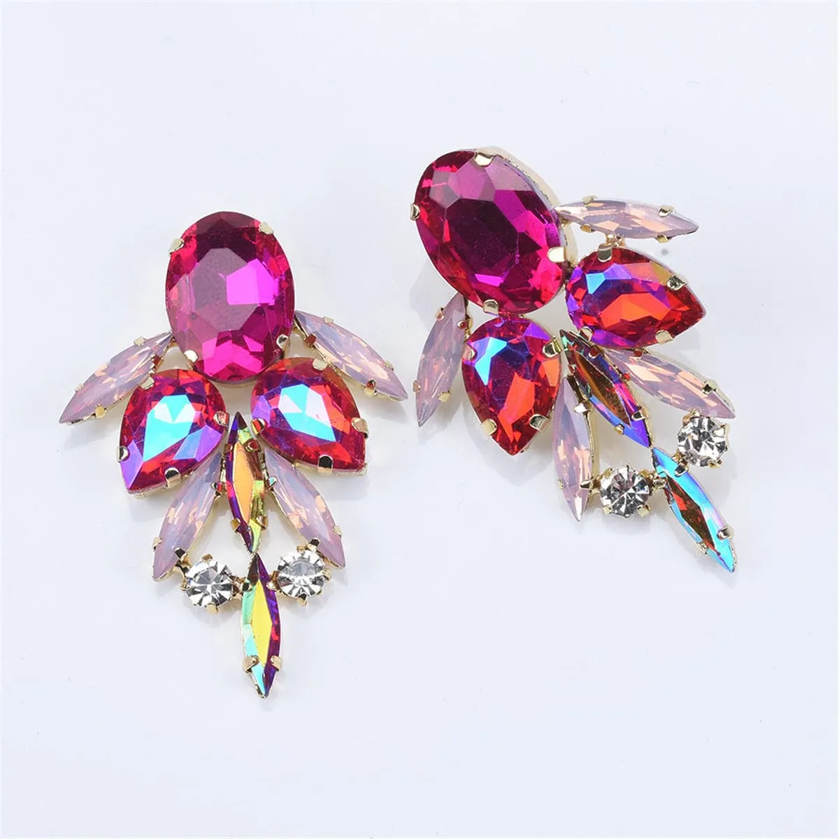 Red Crystal & Cubic Zirconia Drop Earrings