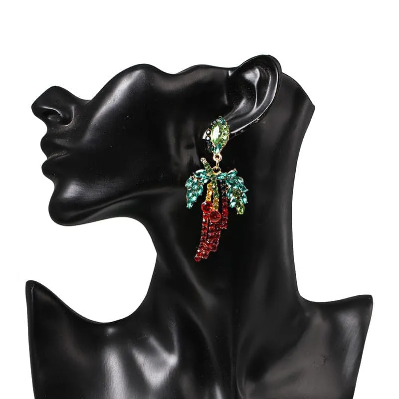Red Cubic Zirconia & Crystal 18K Gold-Plated Chili Pepper Drop Earrings