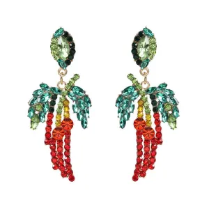 Red Cubic Zirconia & Crystal 18K Gold-Plated Chili Pepper Drop Earrings