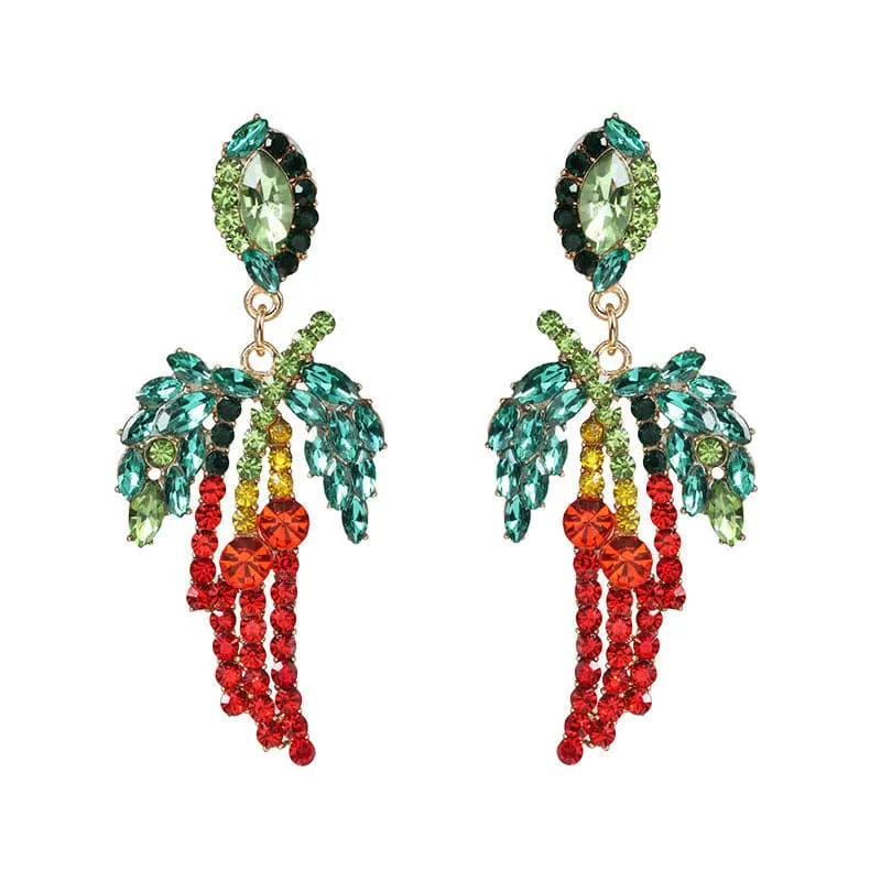 Red Cubic Zirconia & Crystal 18K Gold-Plated Chili Pepper Drop Earrings