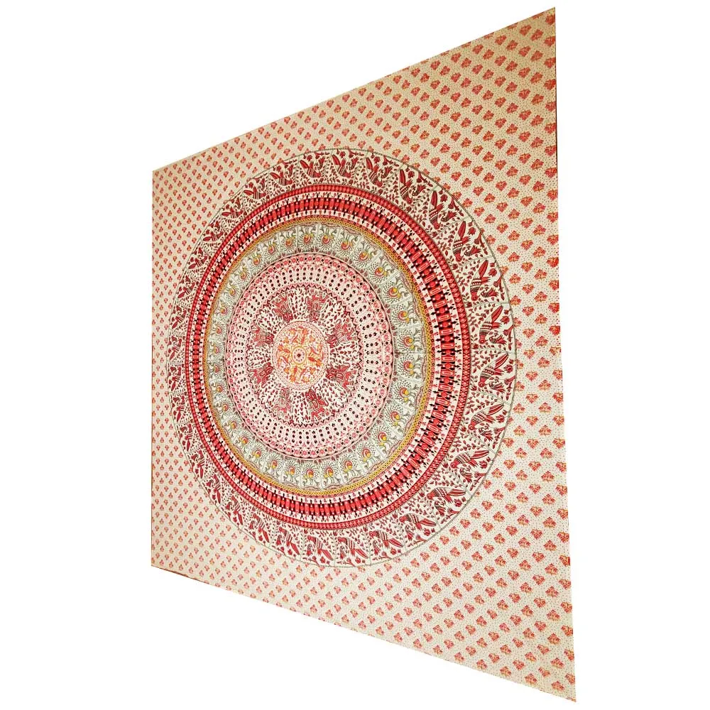 Red Elephants & Birds Tapestry