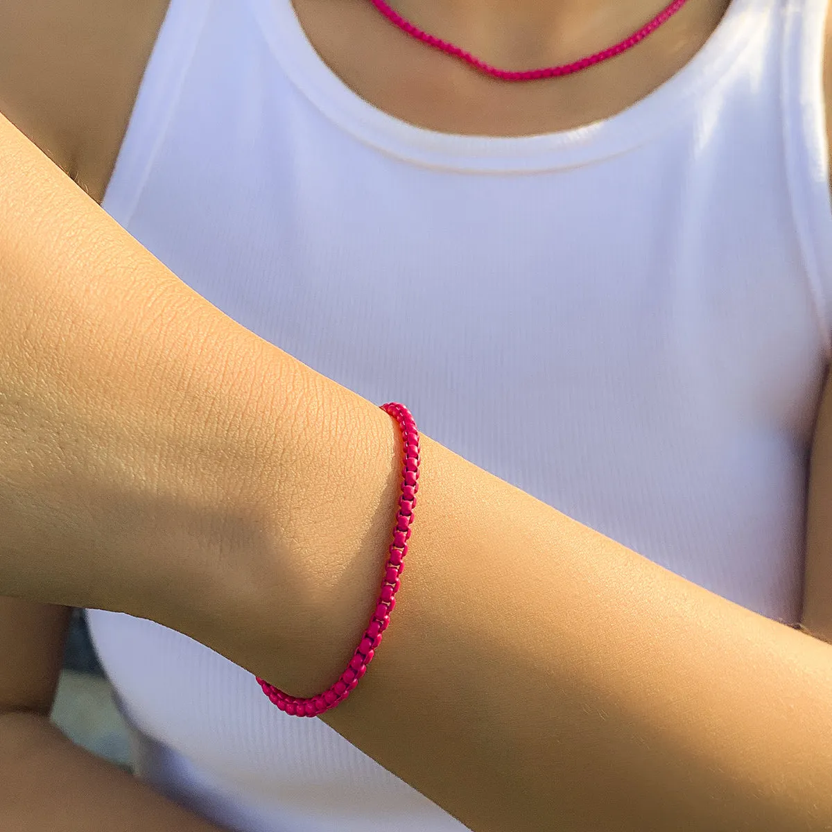 Red Enamel Popcorn Chain Bracelet