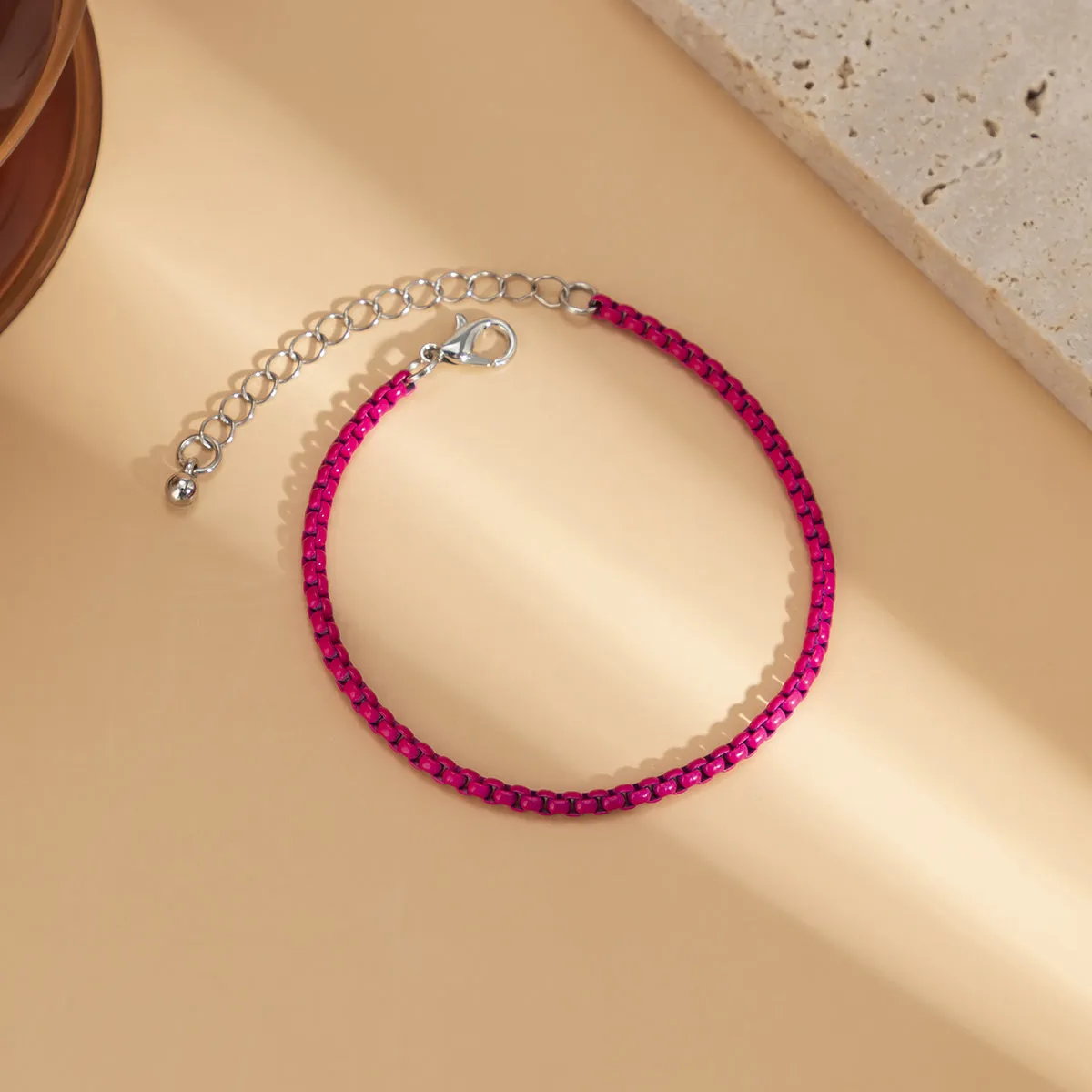 Red Enamel Popcorn Chain Bracelet