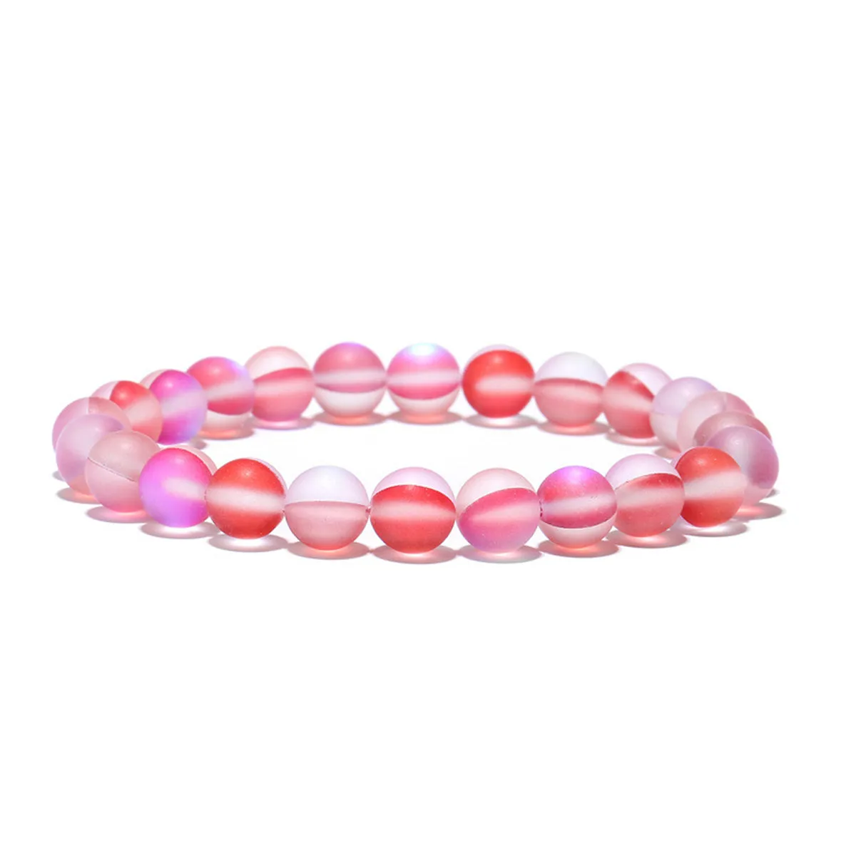 Red Frosted Crystal Beaded Stretch Bracelet