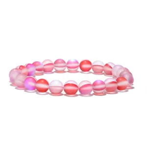 Red Frosted Crystal Beaded Stretch Bracelet