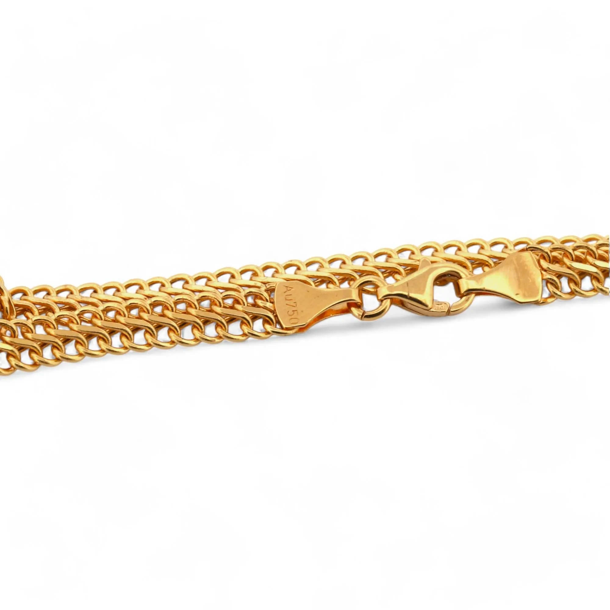 Retro Vintage Double Flat Curb Link Bracelet in 18k Yellow Gold