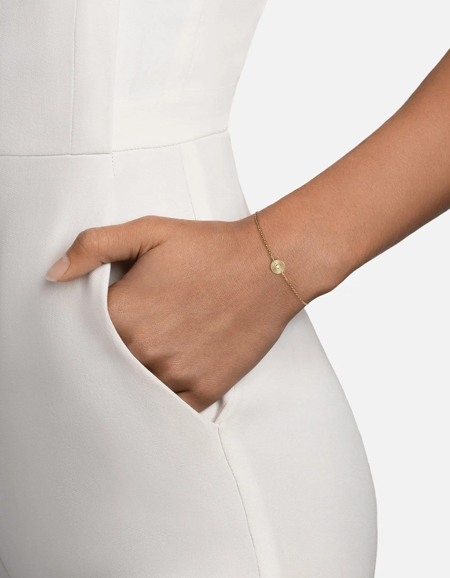 Rey Chain Bracelet, Gold Pavé