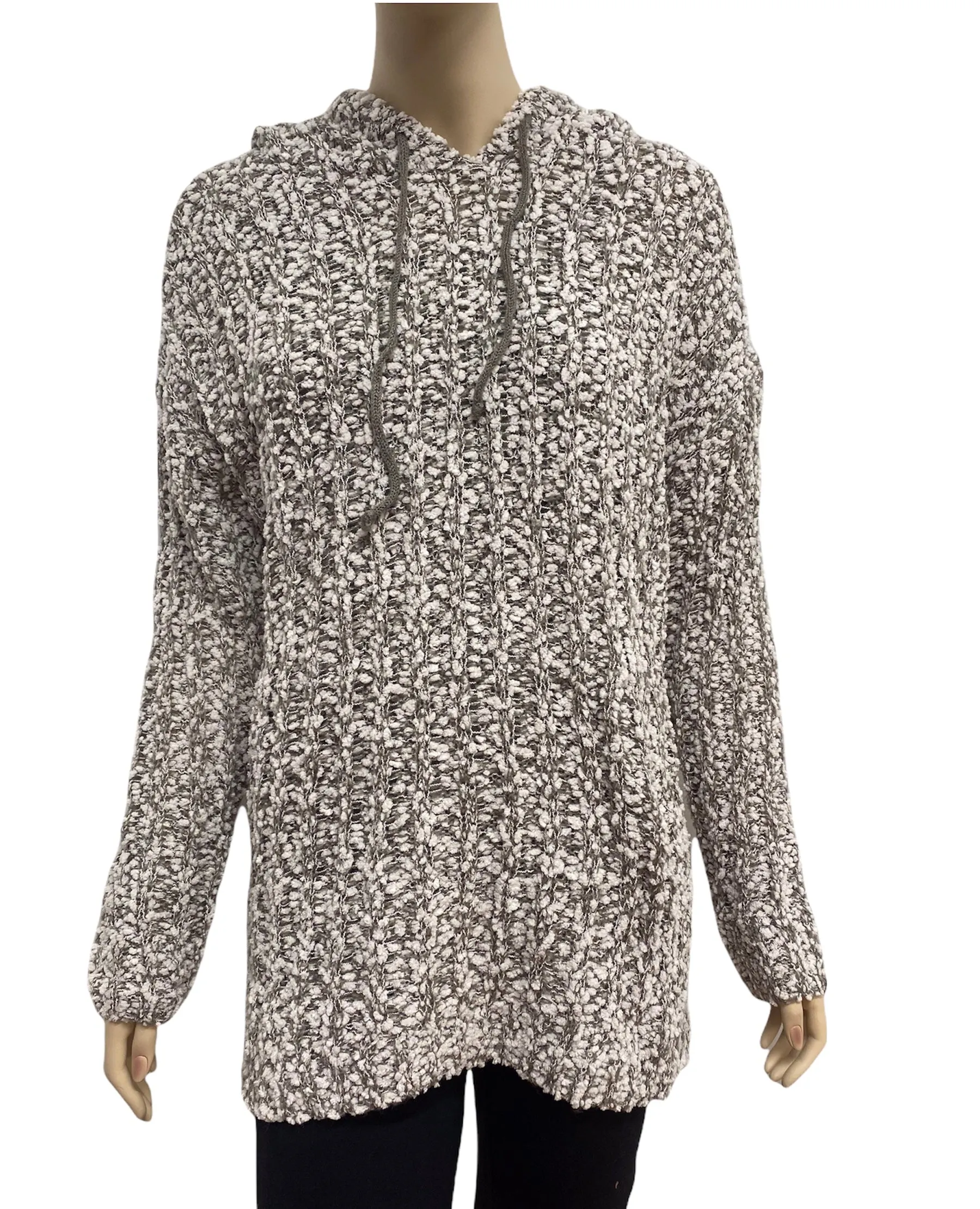 Ribbed Popcorn Hooded Sweater
